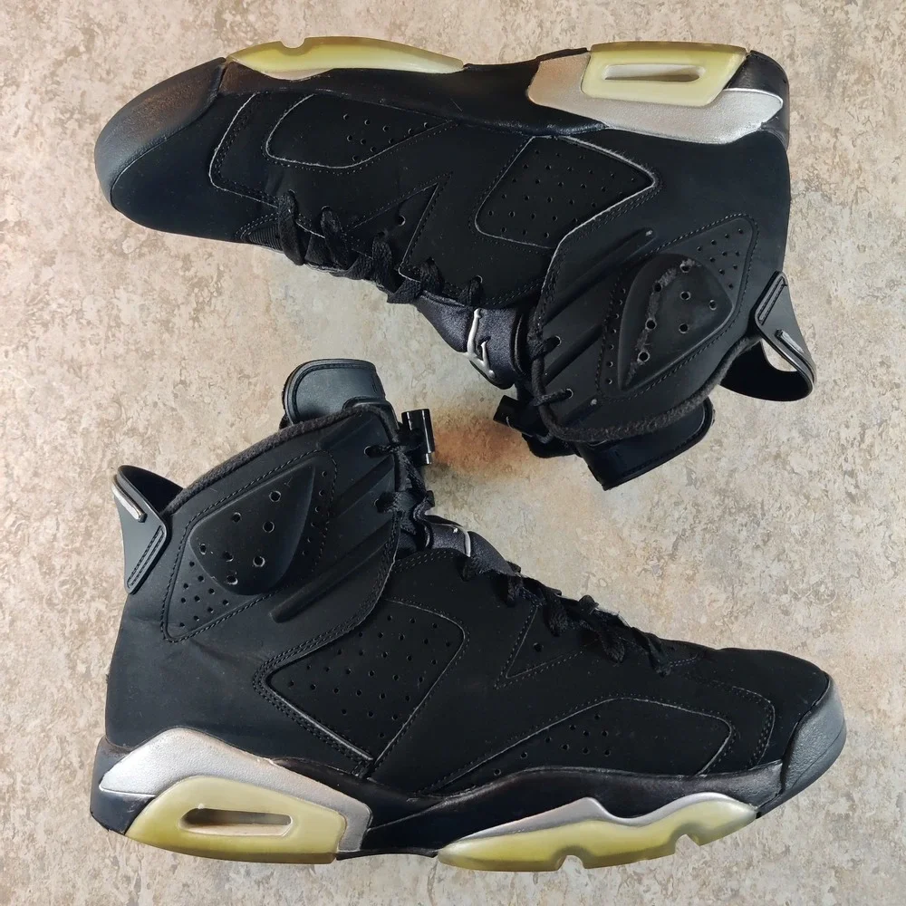 Jordan 6 Chrome Sneakers Men's‎ Size 11 Black Silver Basketball Shoes